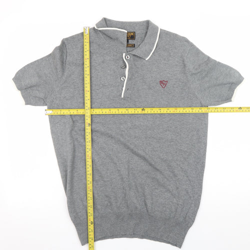 William Hunt Men's Grey Luxury Cotton Polo Shirt Size M