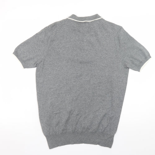 William Hunt Men's Grey Luxury Cotton Polo Shirt Size M