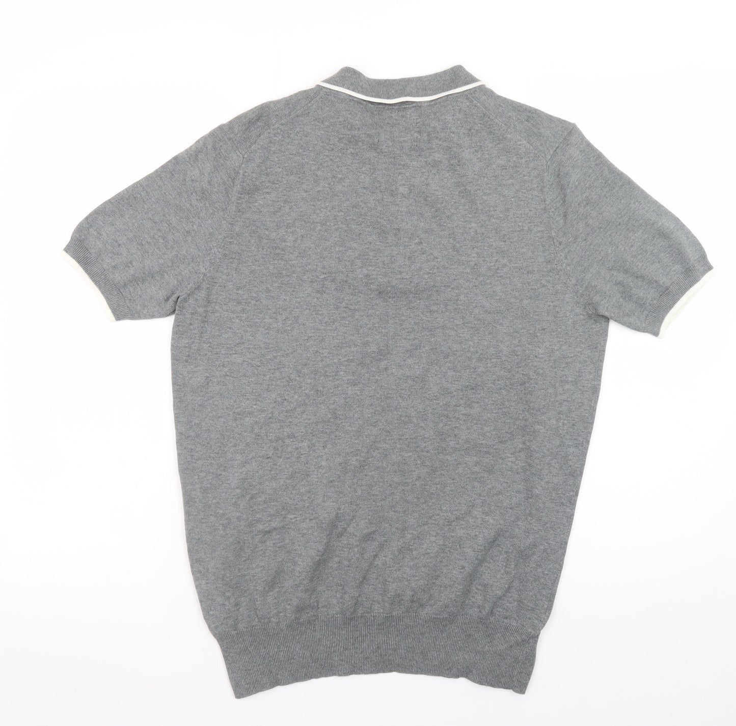William Hunt Men's Grey Luxury Cotton Polo Shirt Size M
