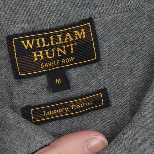 William Hunt Men's Grey Luxury Cotton Polo Shirt Size M
