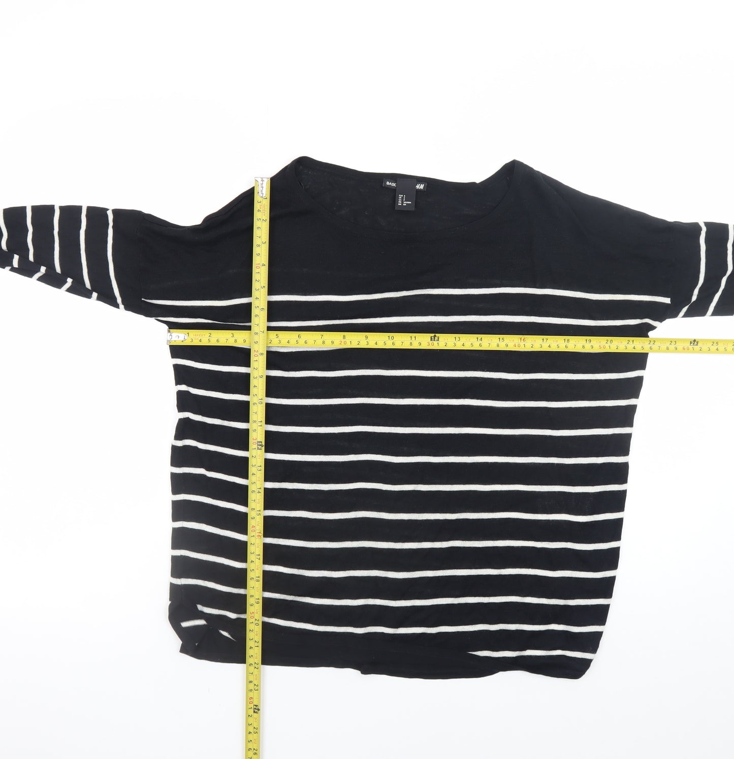 H&M Women’s Black White Striped Boat Neck Jumper Size 8