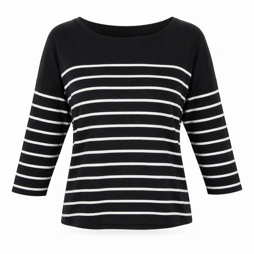 H&M Women’s Black White Striped Boat Neck Jumper Size 8