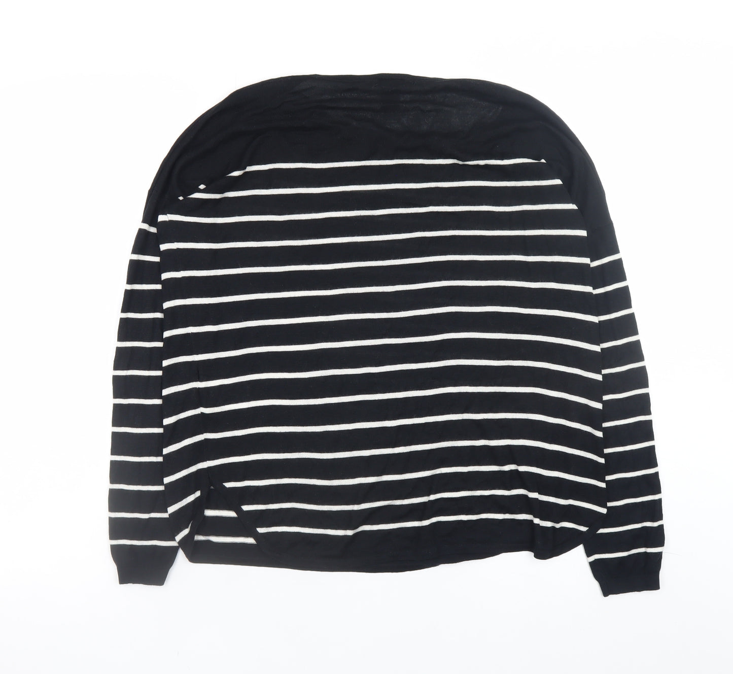 H&M Women’s Black White Striped Boat Neck Jumper Size 8