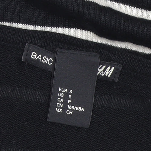 H&M Women’s Black White Striped Boat Neck Jumper Size 8