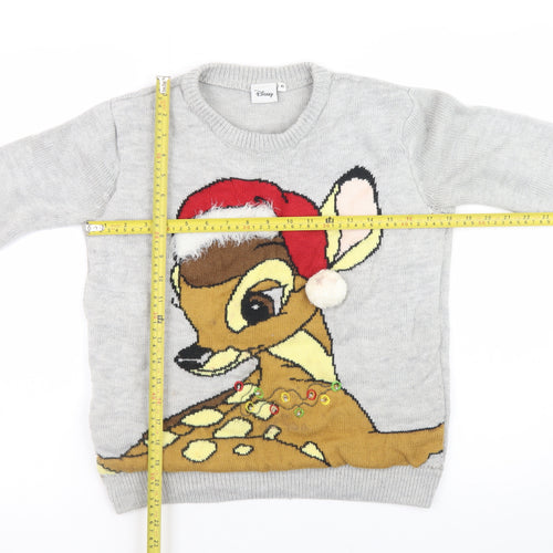Disney Women’s Grey Bambi Christmas Pullover Jumper XS