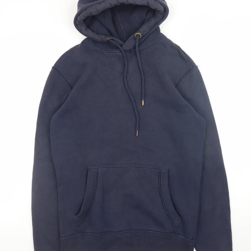 21MEN Men's Blue Pullover Hoodie Size S Graphic Print Fleece Sweatshirt