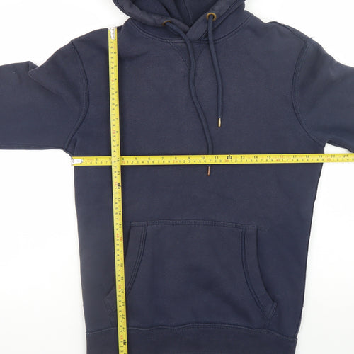 21MEN Men's Blue Pullover Hoodie Size S Graphic Print Fleece Sweatshirt