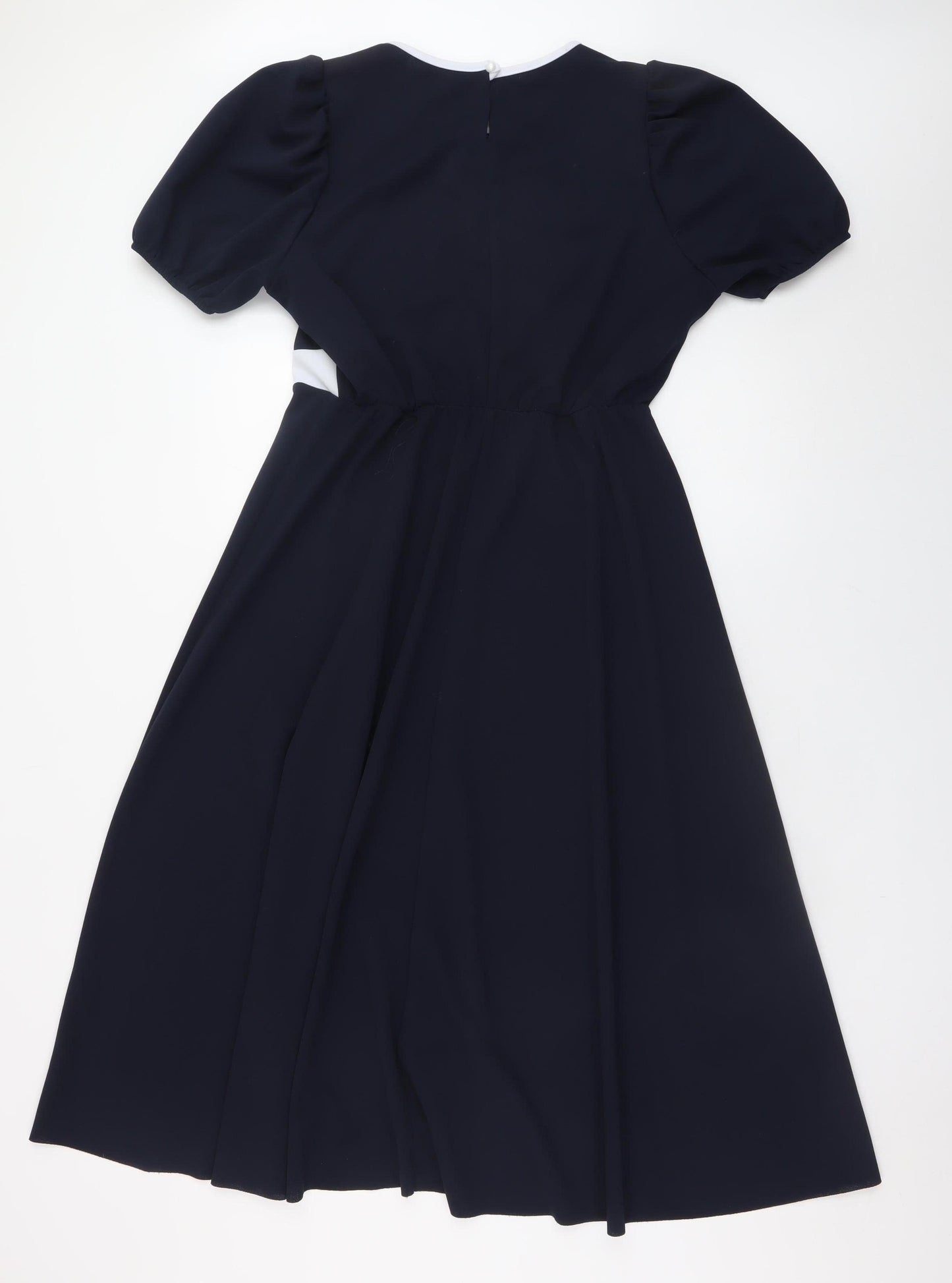 Pala D'oro Womens Blue Fit & Flare Midi Dress XL Puff Sleeve