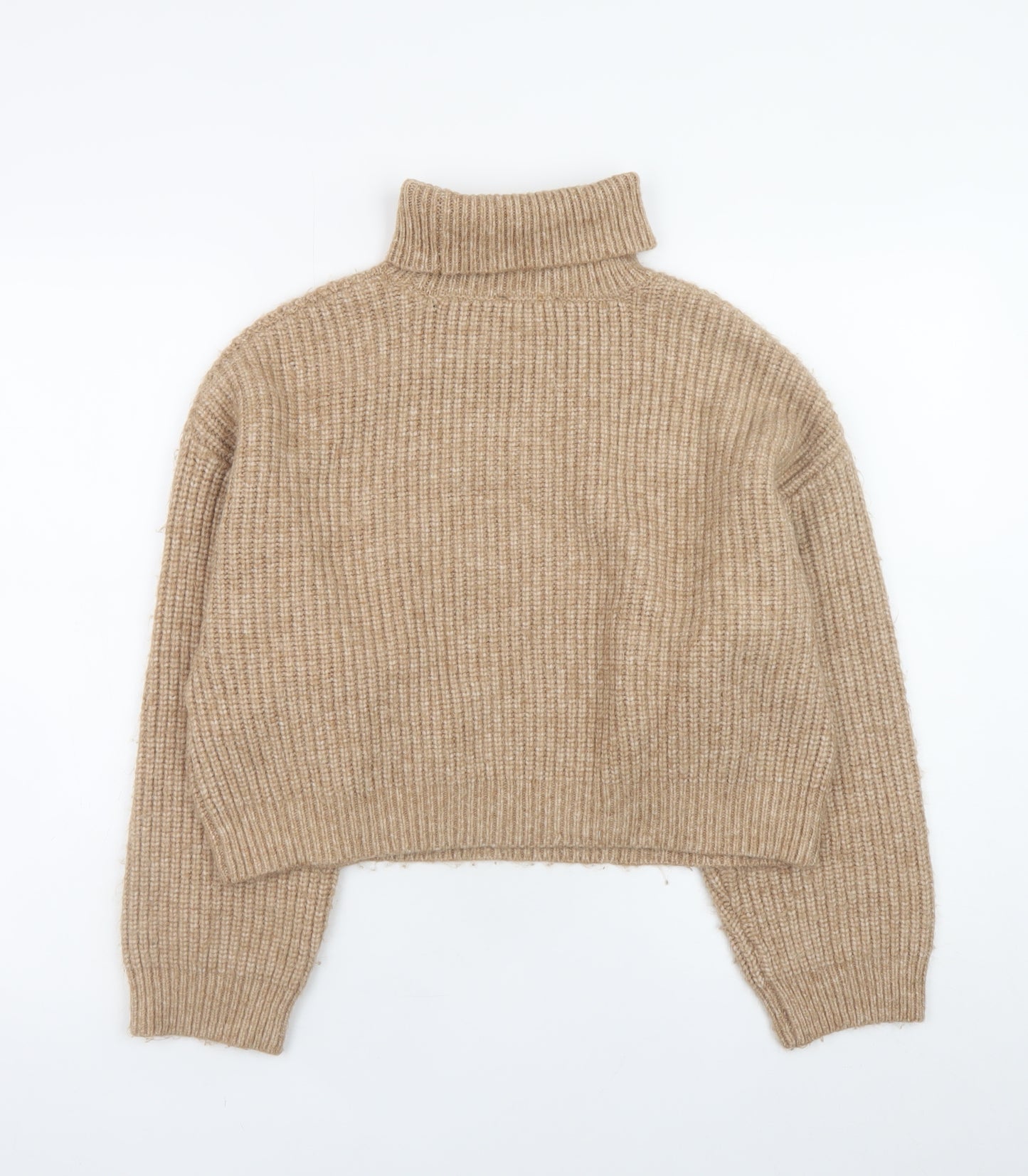 New Look Women Beige Roll Neck Chunky-Knit Jumper M