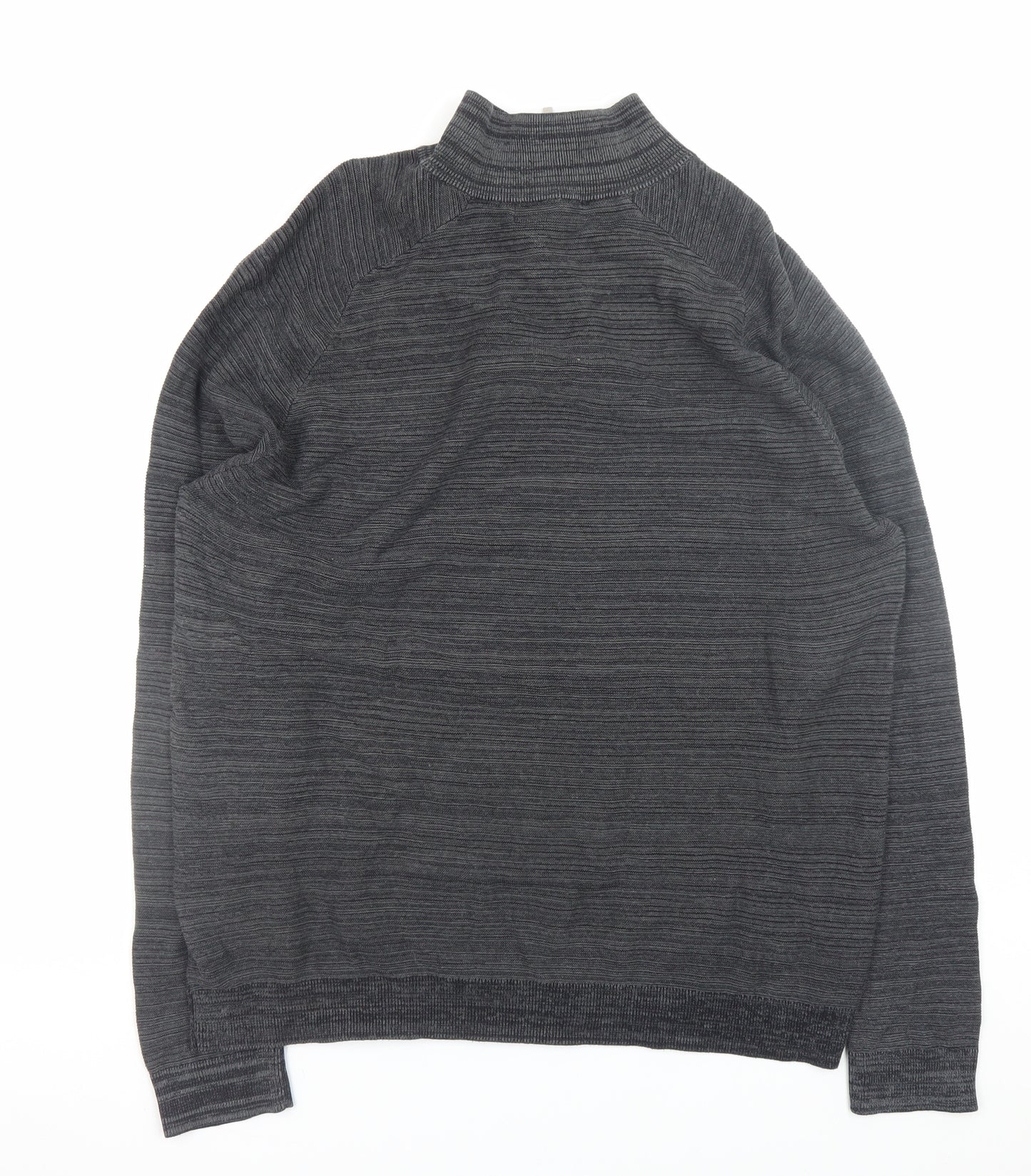 Primark Men's Grey 2XL 1/4 Zip High Neck Cotton Jumper