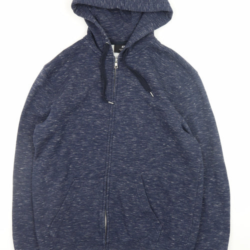H&M Men's Blue Full Zip Hoodie Regular Fit Size M