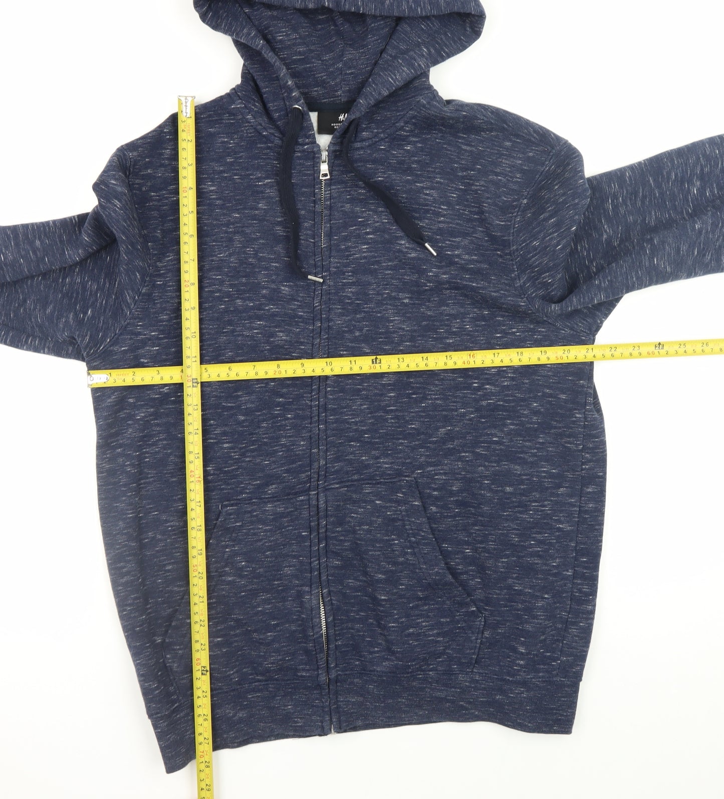 H&M Men's Blue Full Zip Hoodie Regular Fit Size M
