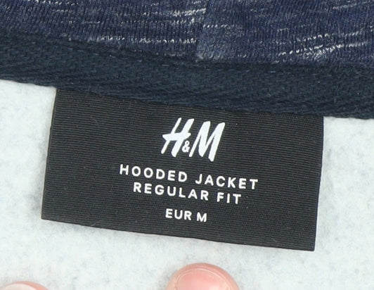 H&M Men's Blue Full Zip Hoodie Regular Fit Size M