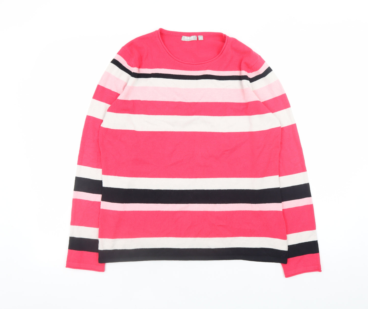 Rabe Women’s Multicoloured Striped Crew Neck Long Sleeve Pullover Jumper Size 12