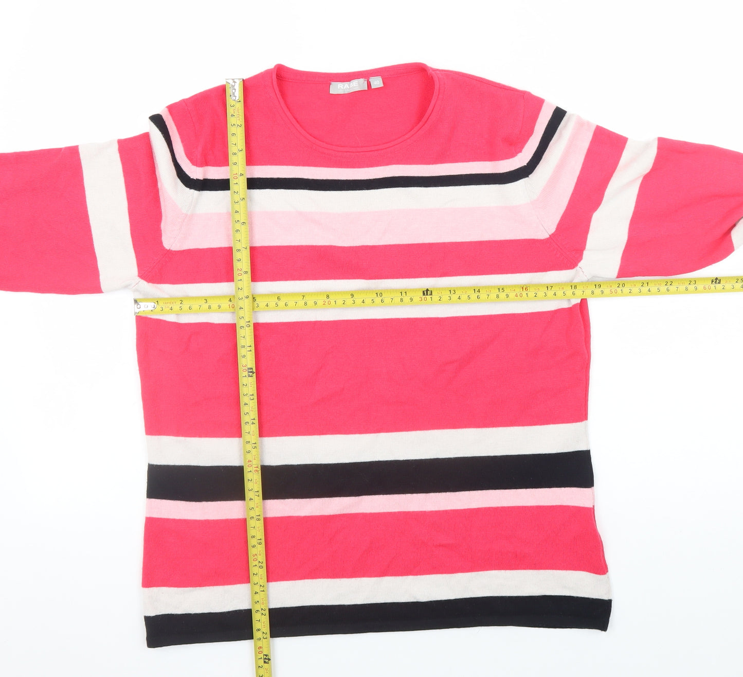 Rabe Women’s Multicoloured Striped Crew Neck Long Sleeve Pullover Jumper Size 12