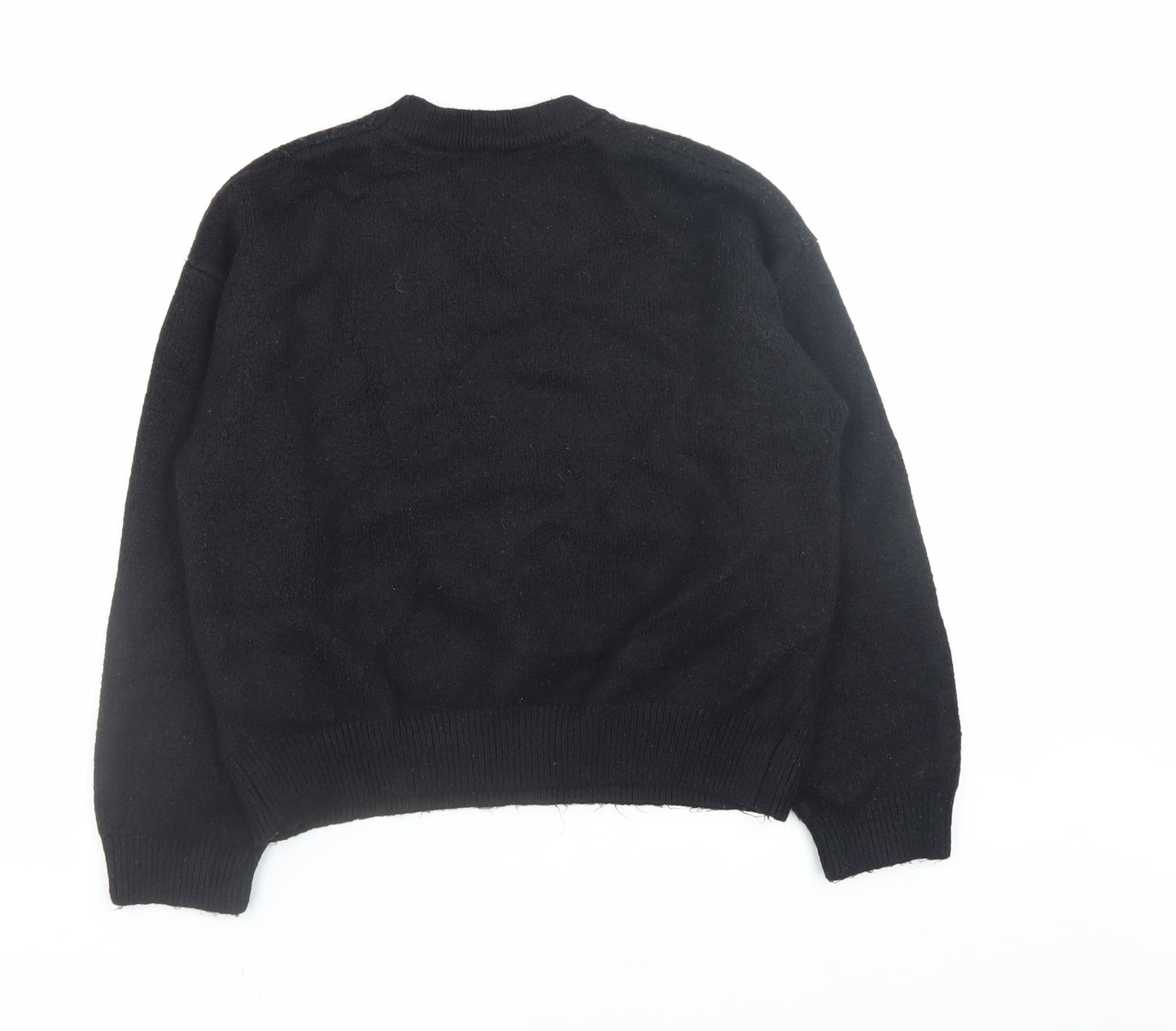 New Look Women's Black Pink Festive Sparkle Jumper Medium