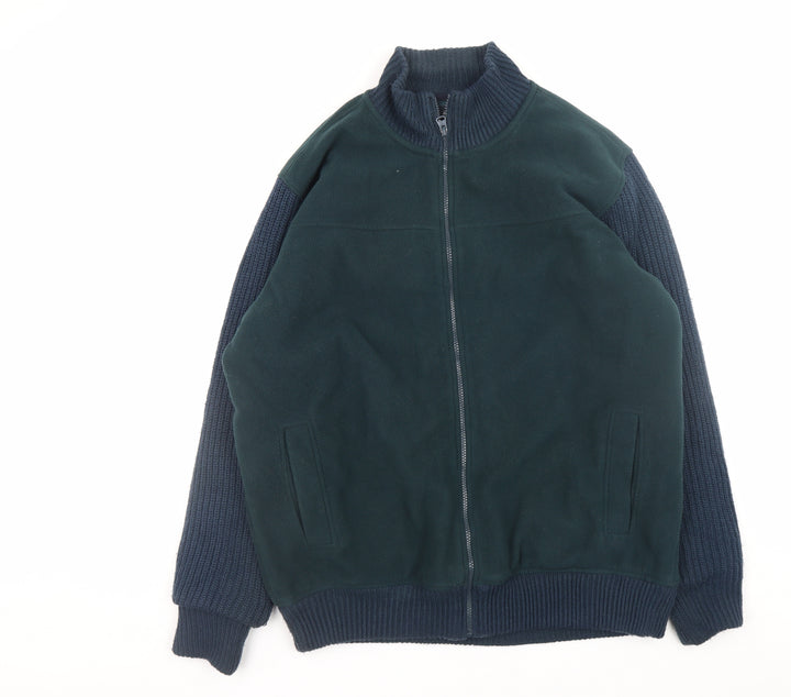 James Pringle Men's Green Full Zip Fleece Jacket Lined Size L