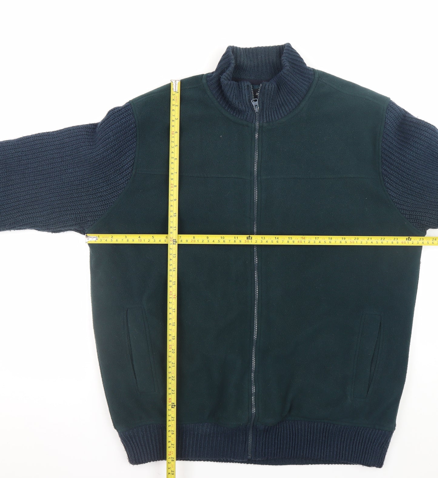 James Pringle Men's Green Full Zip Fleece Jacket Lined Size L