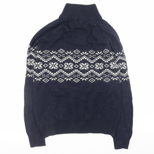 Brice Men's Blue Fair Isle 1/4 Zip Wool Blend Winter Pullover XL
