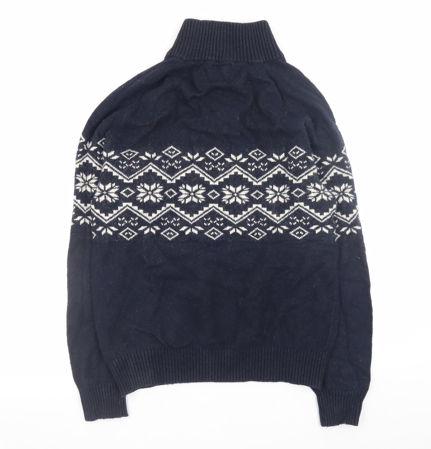 Brice Men's Blue Fair Isle 1/4 Zip Wool Blend Winter Pullover XL