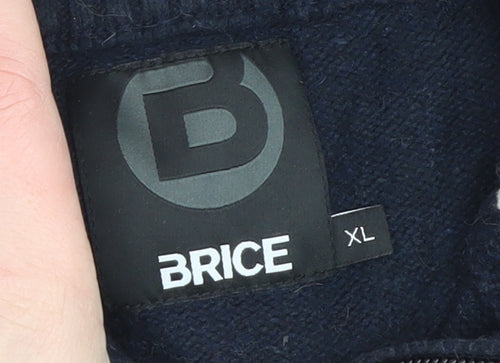Brice Men's Blue Fair Isle 1/4 Zip Wool Blend Winter Pullover XL