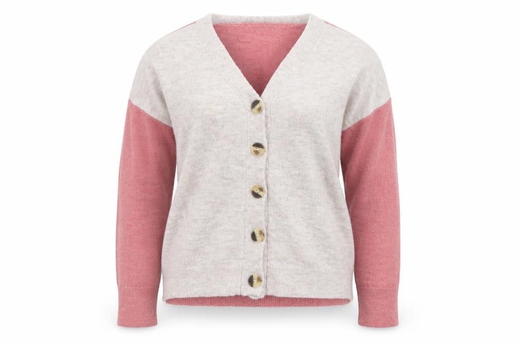 Front view of Autonomy women’s multicoloured v-neck button cardigan, size L