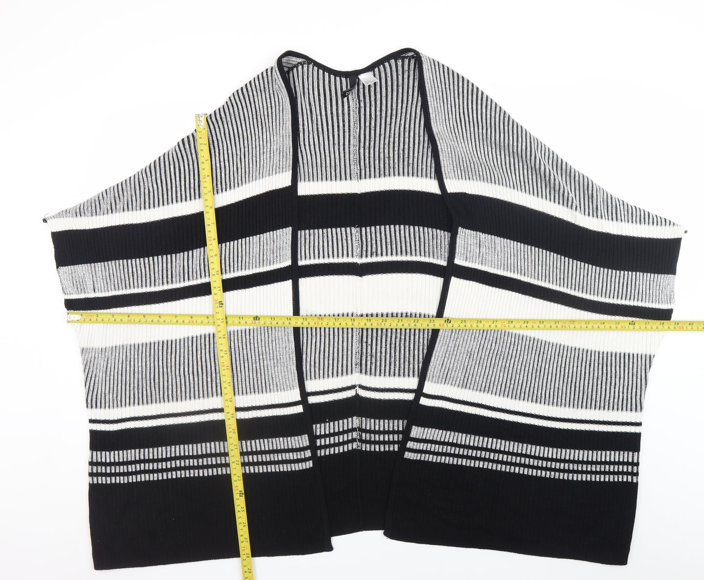 H&M Divided Women's Black Striped Knit Cape Jumper Size 8