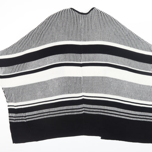 H&M Divided Women's Black Striped Knit Cape Jumper Size 8
