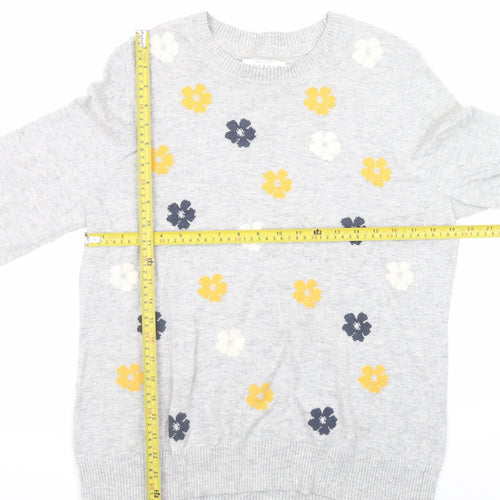 John Lewis Women’s Grey Floral Knit Crew Neck Jumper Size 14
