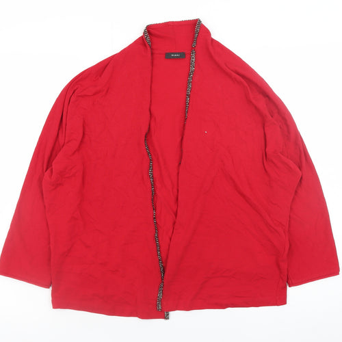 Riani Women Red Open Cardigan Size 16 Relaxed Fit Lightweight