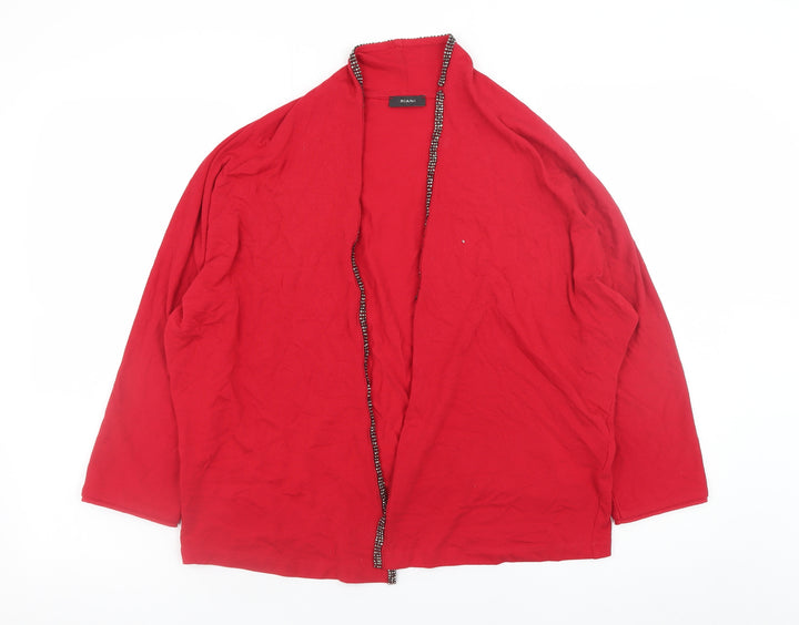 Riani Women Red Open Cardigan Size 16 Relaxed Fit Lightweight