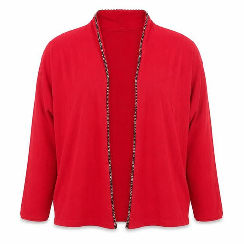 Riani Women Red Open Cardigan Size 16 Relaxed Fit Lightweight