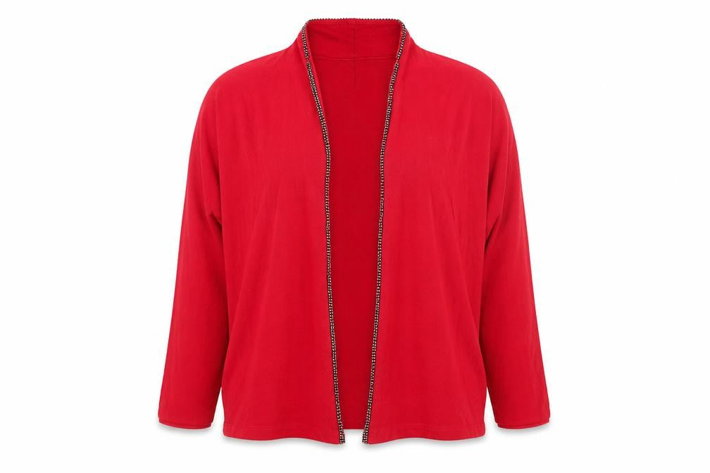 Riani Women Red Open Cardigan Size 16 Relaxed Fit Lightweight