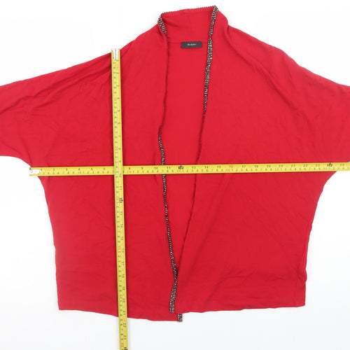Riani Women Red Open Cardigan Size 16 Relaxed Fit Lightweight