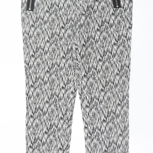 Warehouse Women’s Black White Geometric Cropped Trousers UK 14
