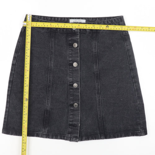New Look Women’s Black Denim A-Line Button Mini Skirt UK 10