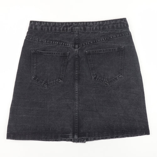 New Look Women’s Black Denim A-Line Button Mini Skirt UK 10