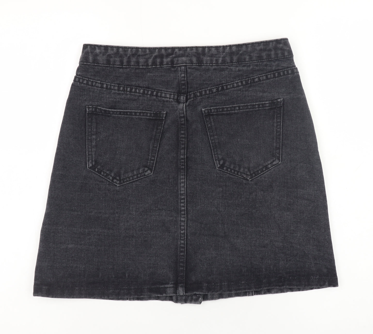 New Look Women’s Black Denim A-Line Button Mini Skirt UK 10
