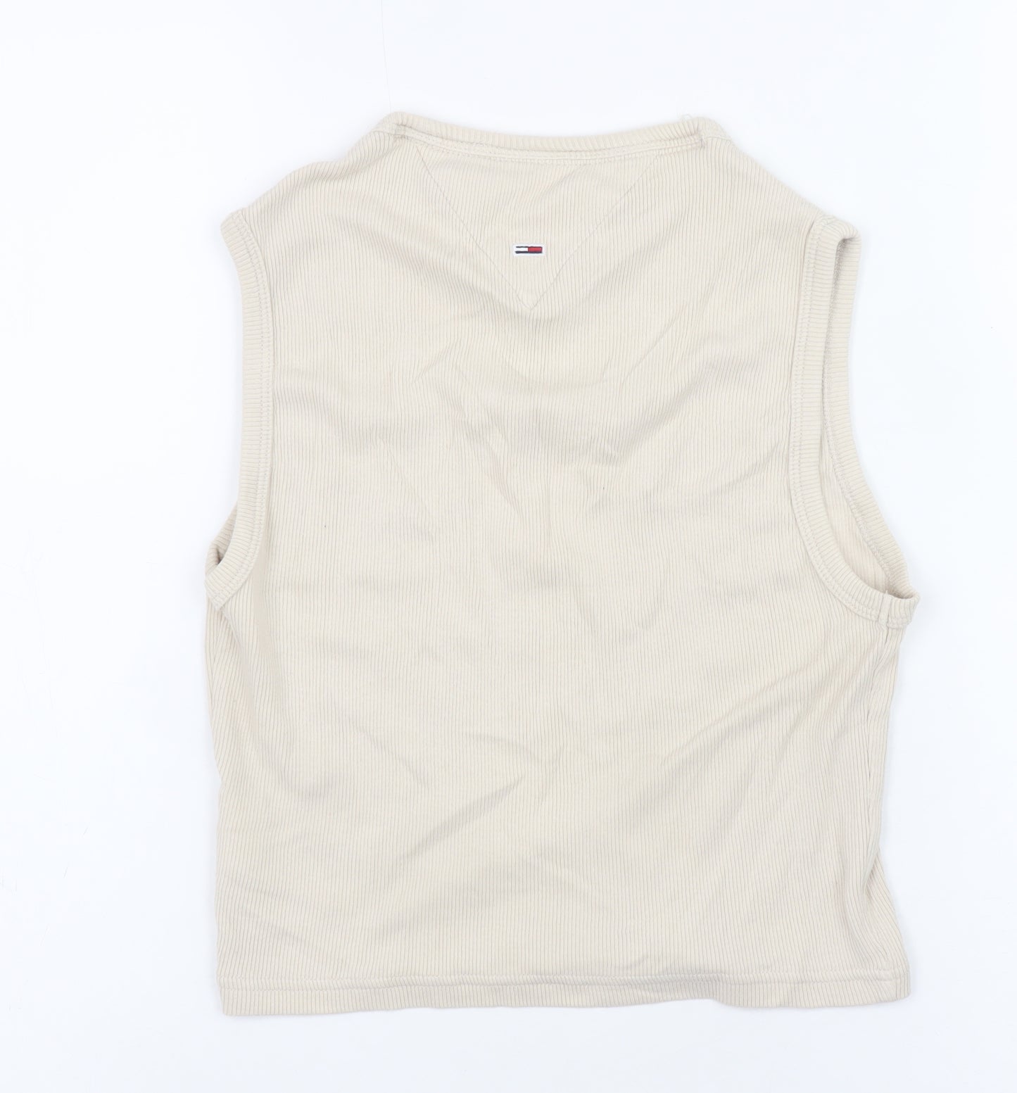 Tommy Jeans Women's Beige Cropped Tank Top S Cotton Elastane