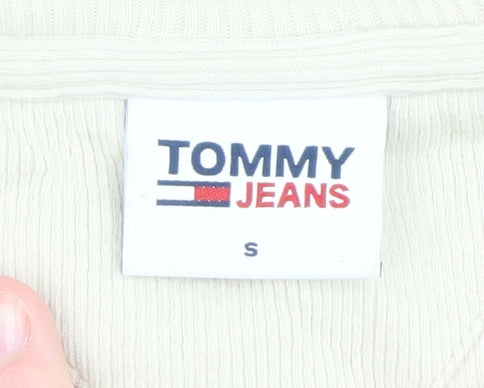 Tommy Jeans Women's Beige Cropped Tank Top S Cotton Elastane