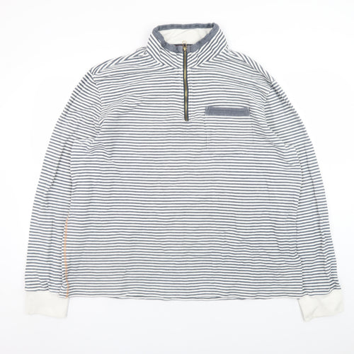 White Stuff Women’s Blue Striped 1/2 Zip Cotton Jacket XXL