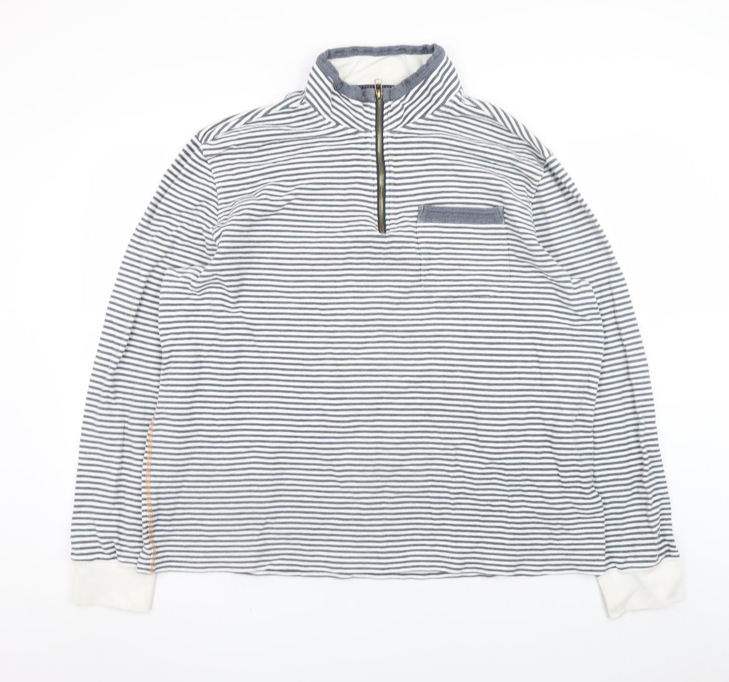 White Stuff Women’s Blue Striped 1/2 Zip Cotton Jacket XXL
