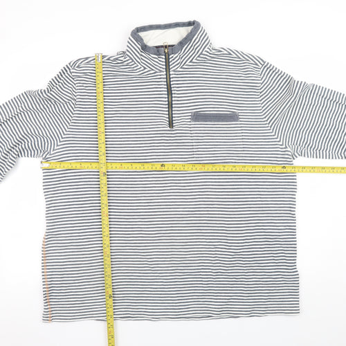 White Stuff Women’s Blue Striped 1/2 Zip Cotton Jacket XXL