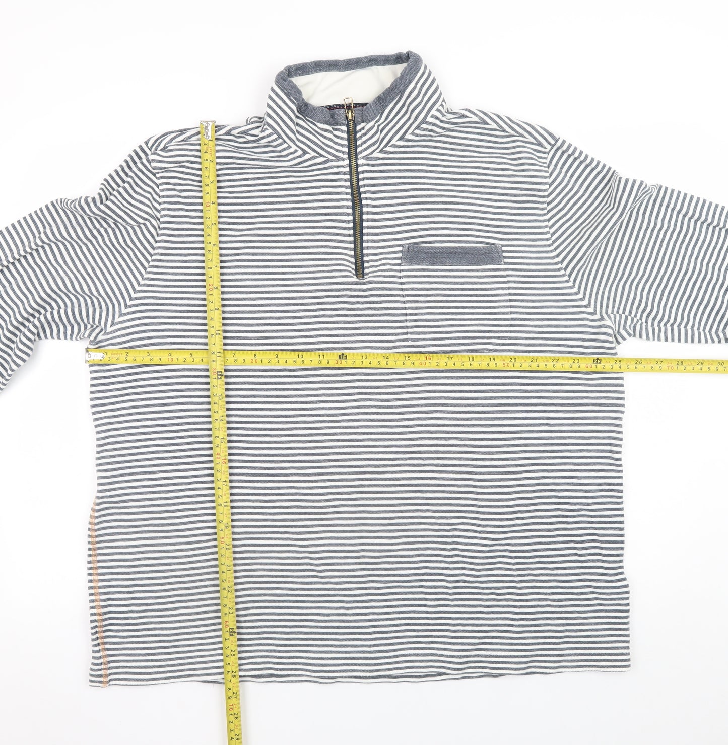 White Stuff Women’s Blue Striped 1/2 Zip Cotton Jacket XXL