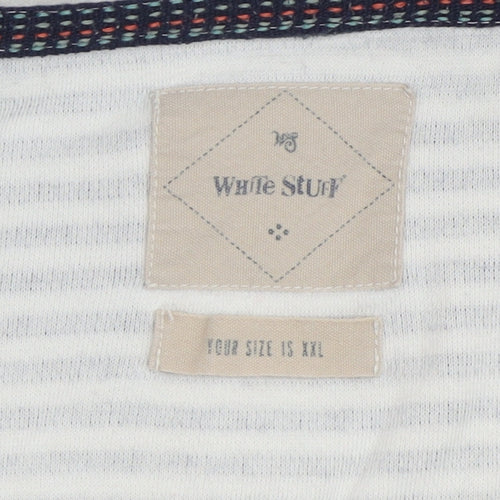 White Stuff Women’s Blue Striped 1/2 Zip Cotton Jacket XXL