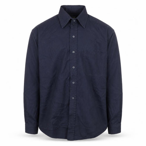 EA Menswear Navy Long Sleeve Button-Up Shirt L Classic Fit