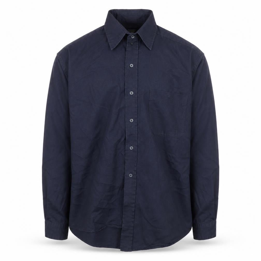 EA Menswear Navy Long Sleeve Button-Up Shirt L Classic Fit