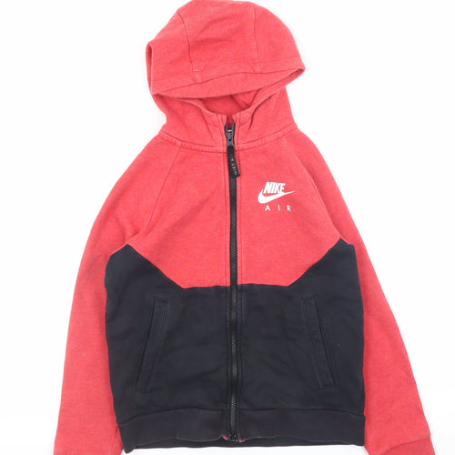 Nike Teens Red Full Zip Hoodie Air Logo Sportswear Size S 8-10yrs