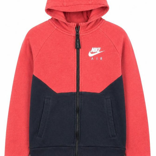 Nike Teens Red Full Zip Hoodie Air Logo Sportswear Size S 8-10yrs