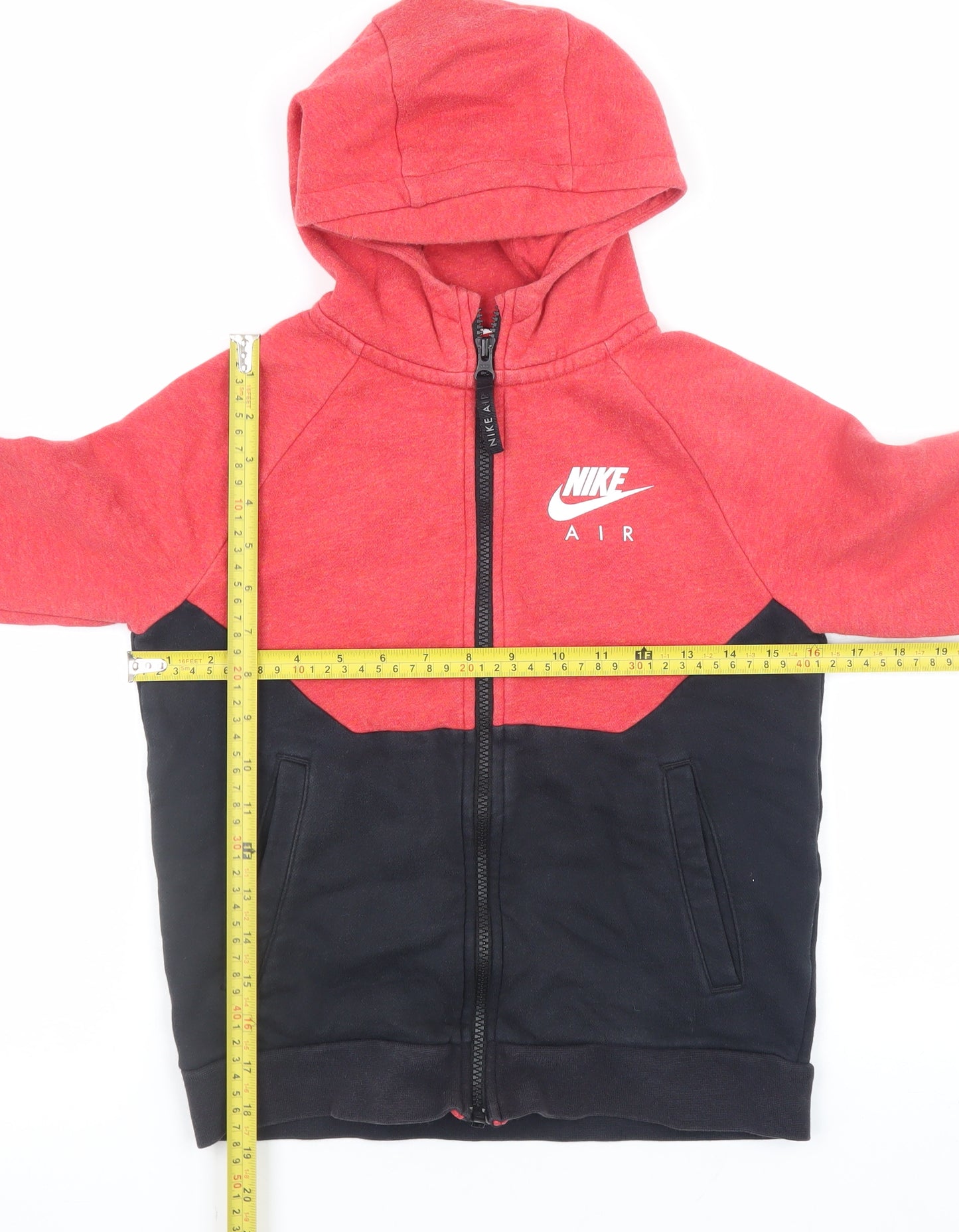 Nike Teens Red Full Zip Hoodie Air Logo Sportswear Size S 8-10yrs